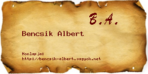 Bencsik Albert névjegykártya